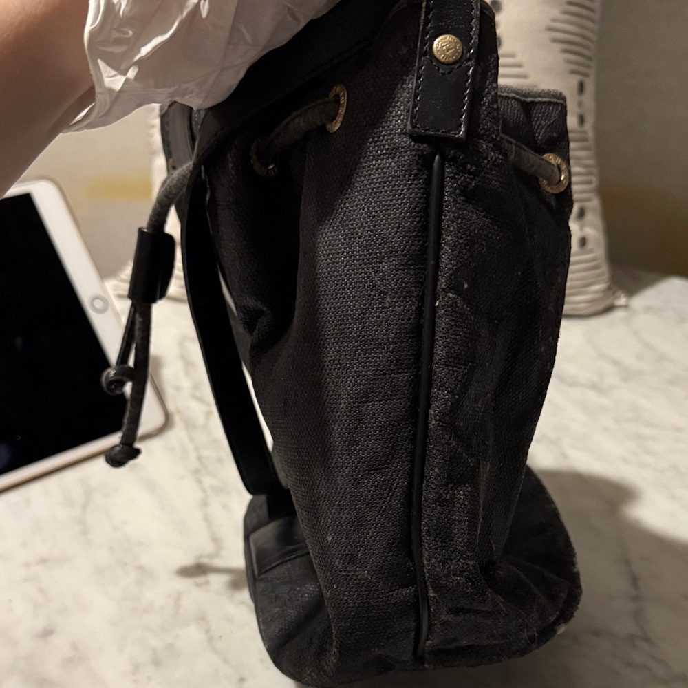 Fendi Black Canvas and Leather Drawstring Shoulder Bag - Picture 7 of 14